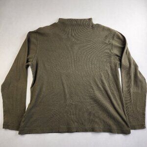 St John's Bay Womens Mock Neck Long Sleeve Top Classic Green XL Casual boho y2k